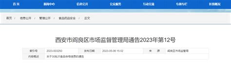 西安市阎良区市场监管局关于30批次食品合格信息的通告（2023年第12号）-中国质量新闻网