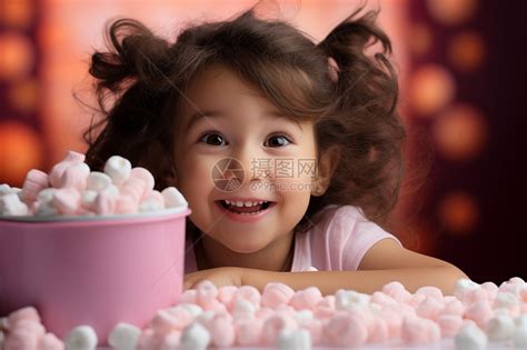 开心吃糖的小女孩高清图片下载-正版图片600552392-摄图网