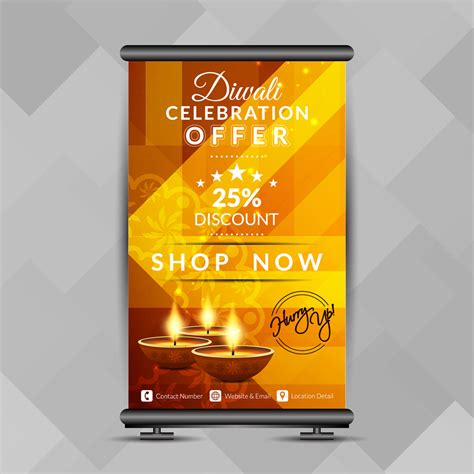 Abstract Happy Diwali roll up banner design template 253669 Vector Art ...