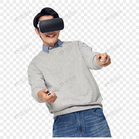 年轻男士使用VR眼镜玩游戏高清图片下载-正版图片501787490-摄图网