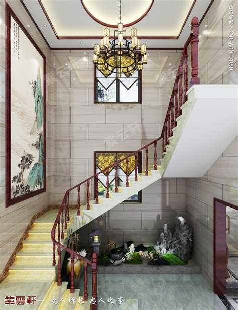 新中式风格小跃层楼梯装修效果图-艾逸网