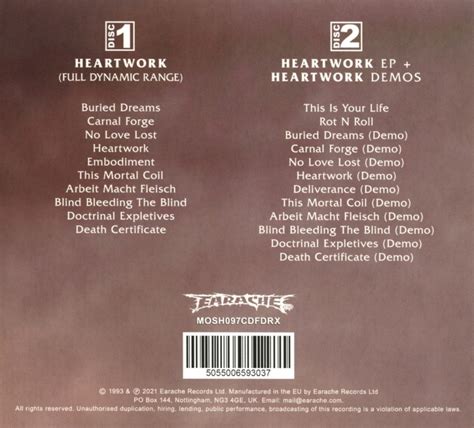 Heartwork (2021 Reissue, Earache Records, 2 CDs) von Carcass - CeDe.ch
