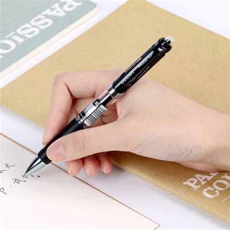 按动式水笔签字笔0.5mm中性笔黑色碳素笔办公学习考试用品单支价_虎窝淘