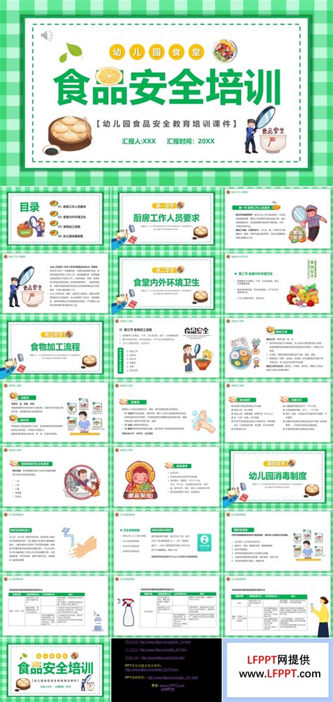 简约幼儿园食堂食品安全教育培训PPT模板_PPT牛模板网