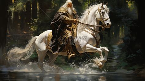 骑白马的白发国王插画图片下载-正版图片600375013-摄图网