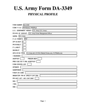 Da Form 3349 Fillable Templates - Fillable & Printable Samples for PDF ...