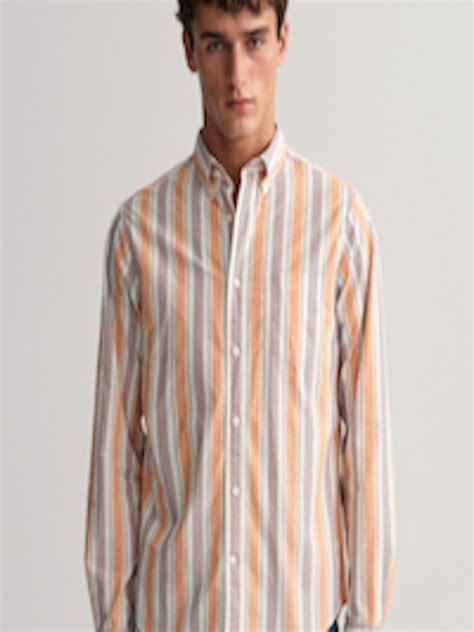 Buy GANT Modern Untucked Colorful Striped Button Down Collar Cotton ...
