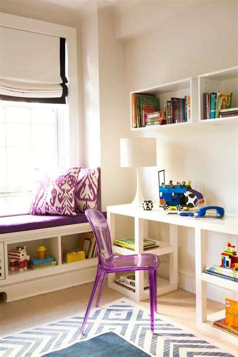 儿童书房设计效果图 儿童房书房一体装修两不误