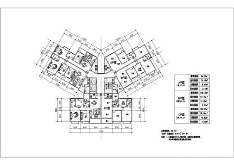 锦州市建业路胜利小区住宅楼标准层平面设计CAD设计图（共12张）_住宅小区_土木在线
