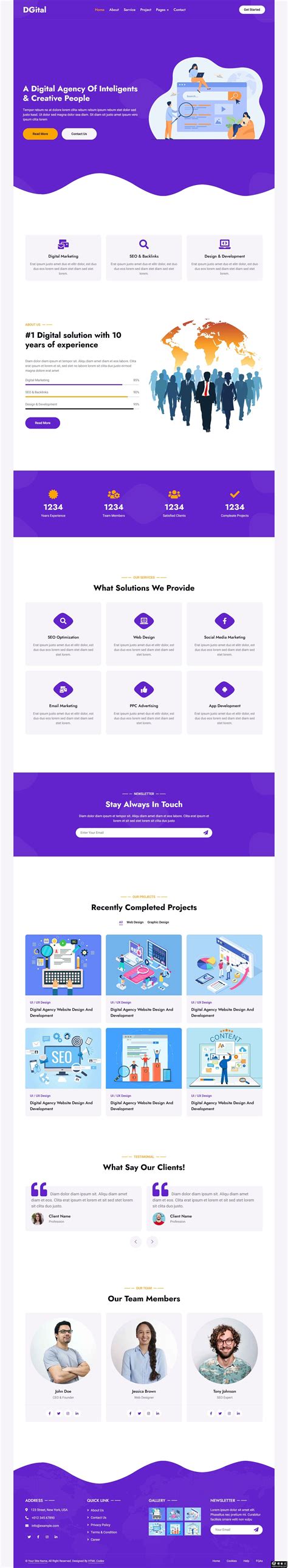 紫色网络营销公司网页模板免费下载html - 模板王
