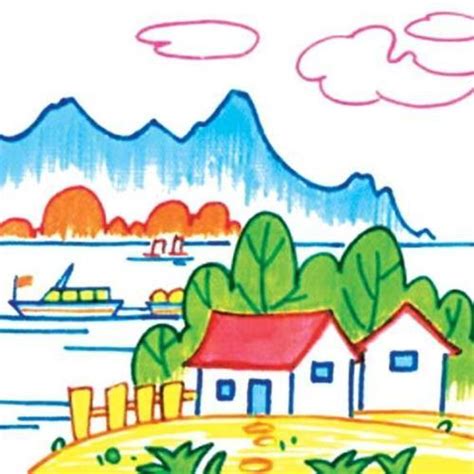 最美的家乡画儿童画,最美的家乡画图画_大山谷图库