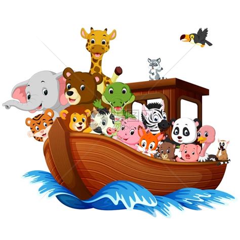 为了躲避洪水灾害，诺亚带领动物们建造了一艘诺亚方舟