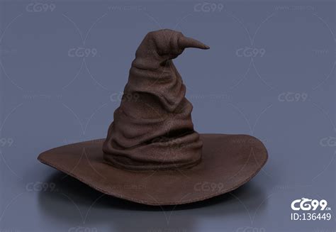 巫师帽 帽子魔法师 哈利波特 万圣节 法师帽 魔法帽-cg模型免费下载-CG99