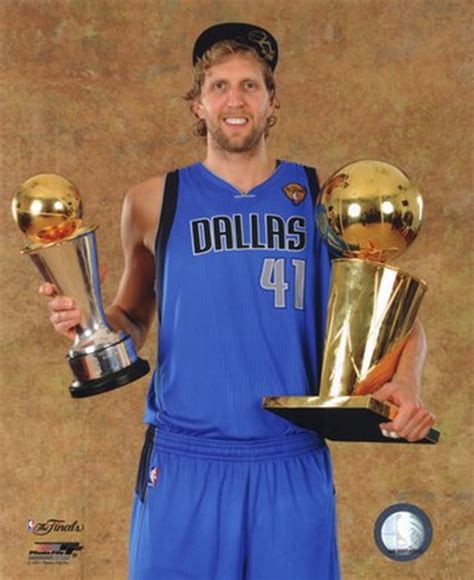 Dirk Nowitzki with the 2011 NBA Championship & MVP Trophies Game 6 of ...