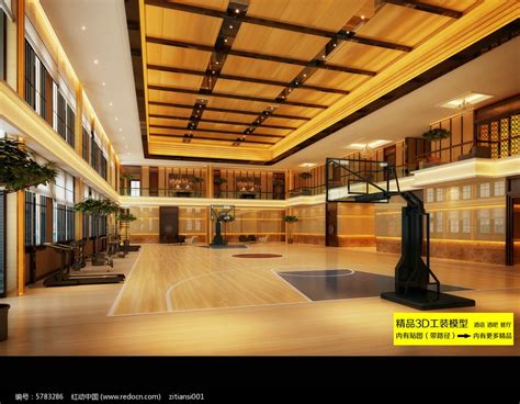 室内篮球场馆3D设计模型图片下载_红动中国