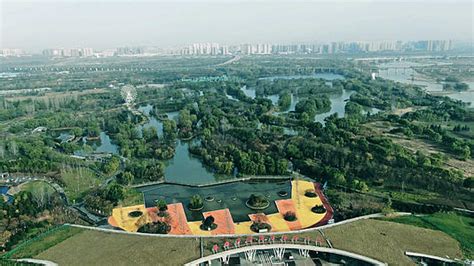 西安浐灞东郊新城公园灞河生态区航拍mp44K视频素材