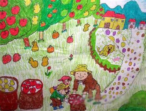 儿童画秋天的图画大全：秋天的小乡村 咿咿呀呀儿童手工网