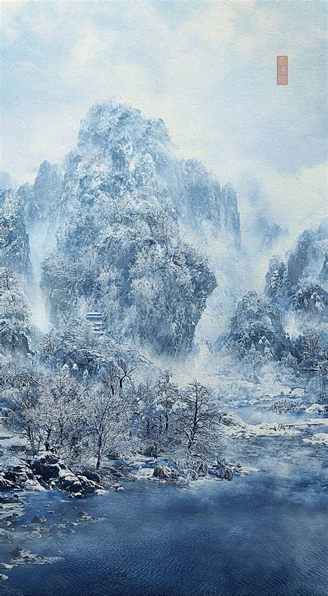 雪景寒林图图片
