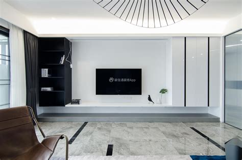 中式家装一居客厅电视背景墙装修效果图_土巴兔装修效果图