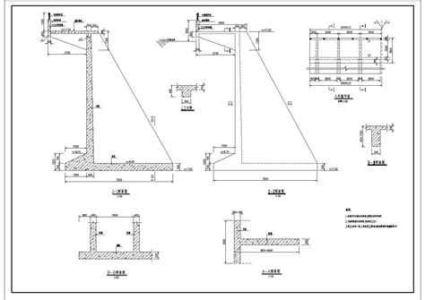 高6m、7m、8m、9m扶壁式挡墙设计图5张CAD（C30混凝土浇筑）_挡土墙结构图_土木在线