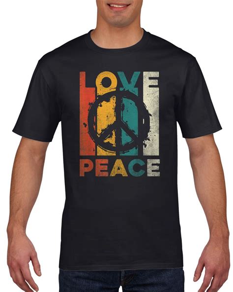Koszulka męska PEACE LOVE Pacyfa vintage S Czarny - ERLI.pl