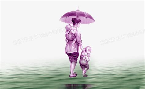 撑伞的母亲效果元素PNG图片素材下载_效果PNG_熊猫办公