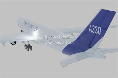 blender 空客A330飞机3d模型素材资源免费下载-Blender3D模型库