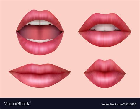 Woman lips realistic smile mouth juicy kiss Vector Image