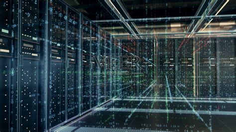 明亮服务器机房数据中心存储室内3D渲染高清摄影大图-千库网