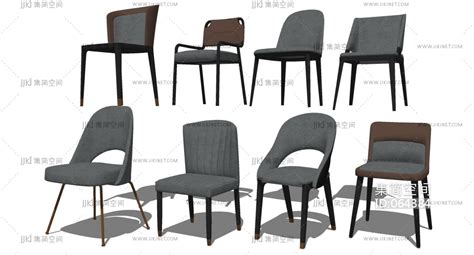 15现代北欧单椅休闲椅子组合su草图模型下载-【集简空间】「每日 ...