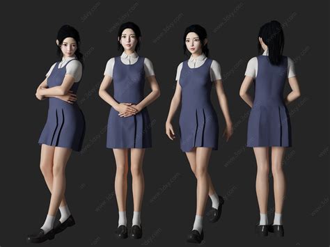 女生模型 - 游戏提取-人物合集 3d模型专辑 免费下载 - 爱给网