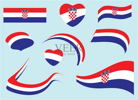 克罗地亚国旗-矢量心形和波浪形状插画图片素材_ID:420598536-Veer图库