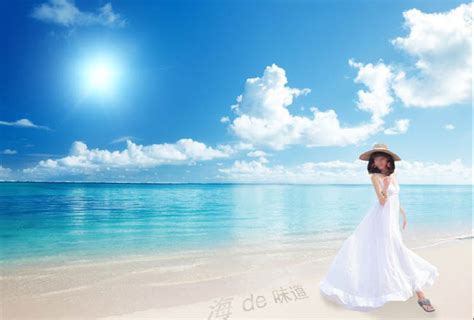 美女大海图片