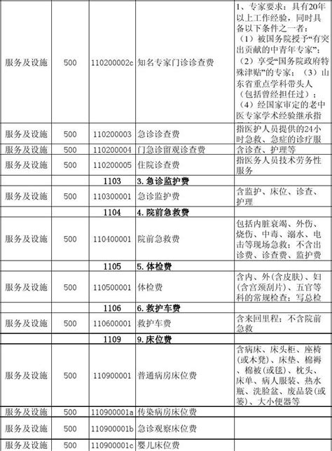 潍坊市医疗机构医疗服务价格表_word文档在线阅读与下载_文档网