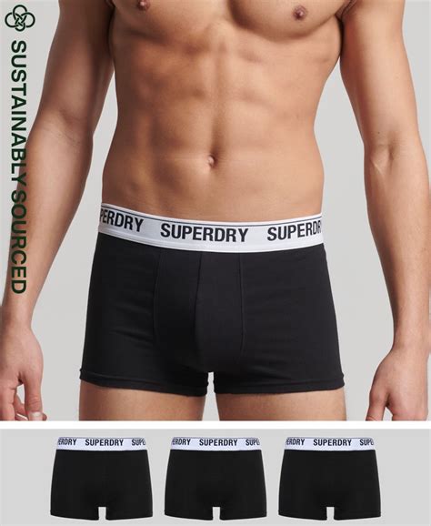 Mens - Organic Cotton Trunk Triple Pack in Black | Superdry