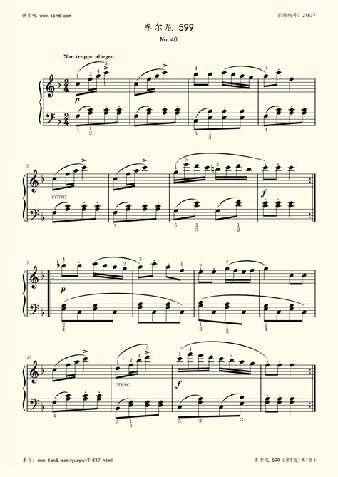 《车尔尼599 NO.40,钢琴谱》车尔尼|弹琴吧|钢琴谱|吉他谱|钢琴曲|乐谱|五线谱|高清免费下载|蛐蛐钢琴网