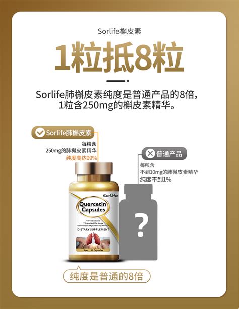 Sorlife正品肺槲皮素胶囊健肺肺部保健保养品胶囊高端品牌 60粒