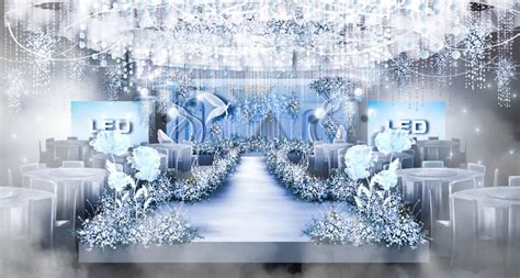 SurDesign蓝色系婚礼堂宴会3D效果图_树尔婚礼堂设计-站酷ZCOOL