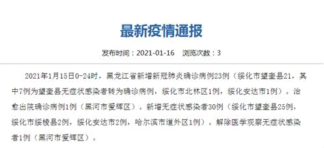 【疫情快报】黑龙江新增确诊病例23例|明水县“零”感染_绥化市
