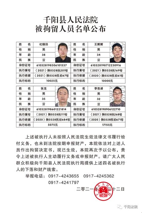 千阳县人民法院被拘留人员名单公布_澎湃号·政务_澎湃新闻-The Paper