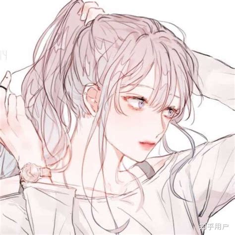 扎头发甜美女生头像动漫