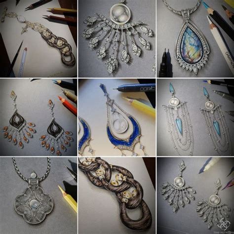 珠宝手绘创意欣赏，俄罗斯珠宝设计师Nina Pikova手稿作品鉴赏-优概念