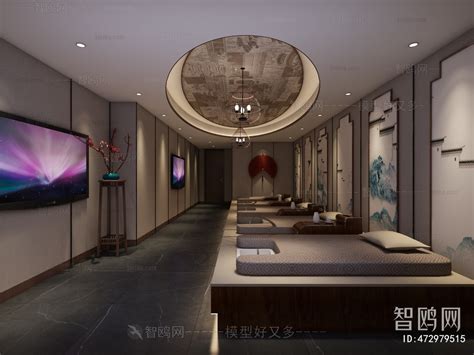 新中式酒店洗浴中心泡池3d模型下载-【集简空间】「每日更新」