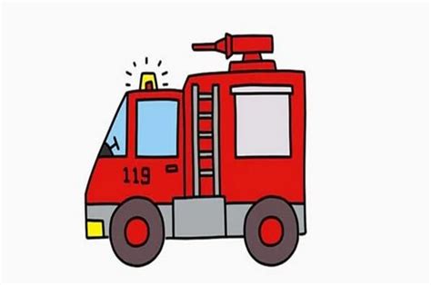 消防车简笔画大全及画法步骤 - 学院 - 摸鱼网 - Σ(っ °Д °;)っ 让世界更萌~ mooyuu.com