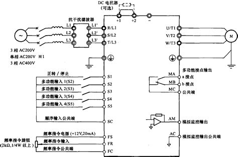 例6 用PLC控制变频与工频(工频变频转换线路图)-大中电机