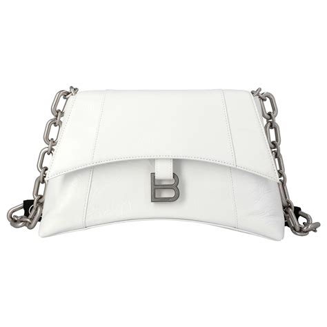 Balenciaga Women Small Downtown Shoulder Bag With Chain In White ...