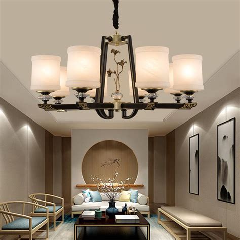 新中式客厅吊灯简约铁艺餐厅卧室灯复式楼大厅灯中国风灯具-美间设计