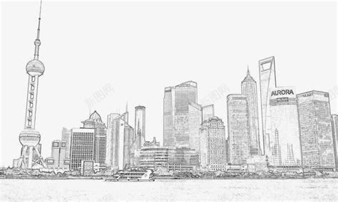 上海外滩素描简笔画png图片免费下载-素材7SyUeeakU-新图网
