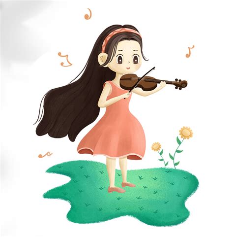 拉小提琴的男人卡通插画素材图片免费下载-千库网