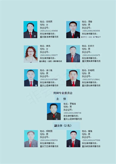 重庆市律师协会涪陵区律师工作委员会专业(门)委员会组成人员名单-律工委简介-重庆涪陵律师网